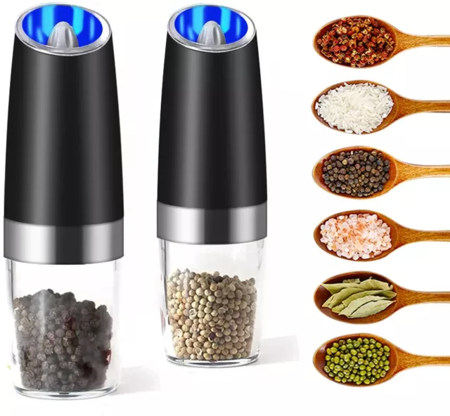 Electric Mill Salt & Pepper Grinder Gravity Sensor Stainless Steel One Hand Held