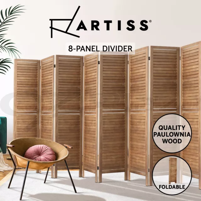 Artiss 8 Panel Room Divider Screen Partition Privacy Louver Wood Stand Oak