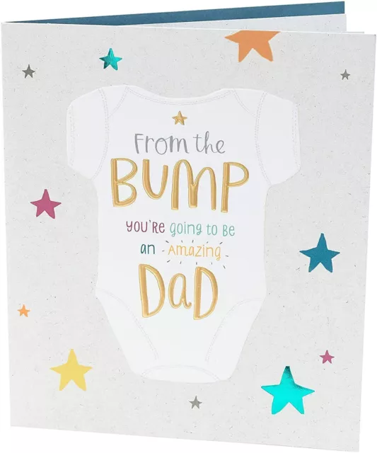 Fathers Day Card Dad From The Bump Baby Grow Coloured Stars 3