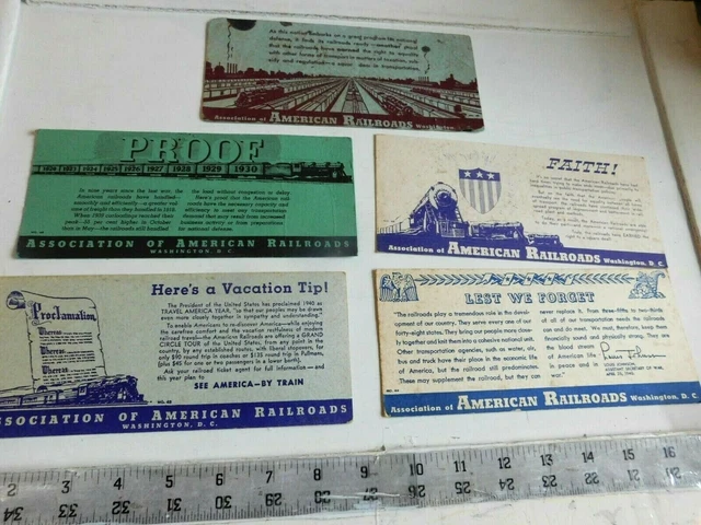Train Info Cards by Assoc of American Railroads Lot of 5  vintage  1940?