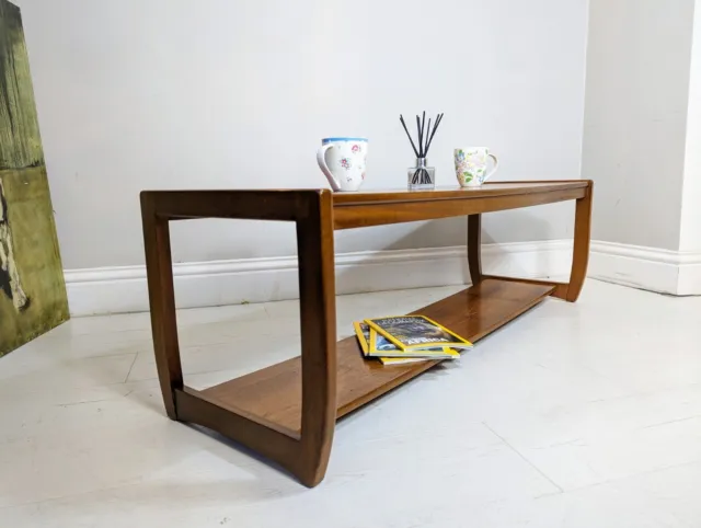 Scandinavian Retro Vintage Mid Century Teak Long Coffee Table Delivery Available