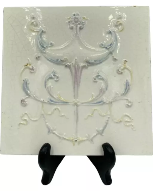 Antique 19th c. Cambridge Tile Company Victorian High Relief Torch Design