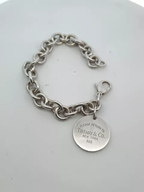 Sterling Silver Please Return to Tiffany & Co. NY Classic Disc Charm Bracelet