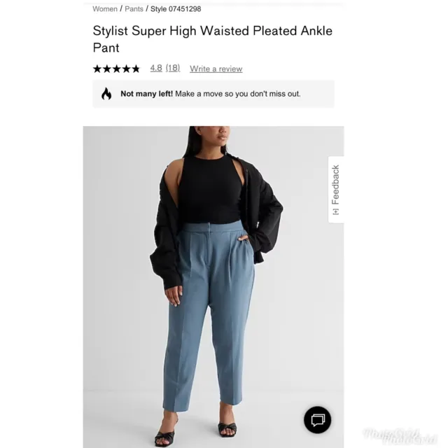 Express Stylist Super High Waisted Pleated Ankle Pants Blue  Style 07451298 14R