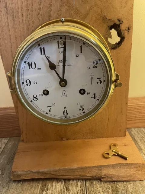 Vintage Schatz Royal Mariner Clock 8 Bells Brass w/Key Tested