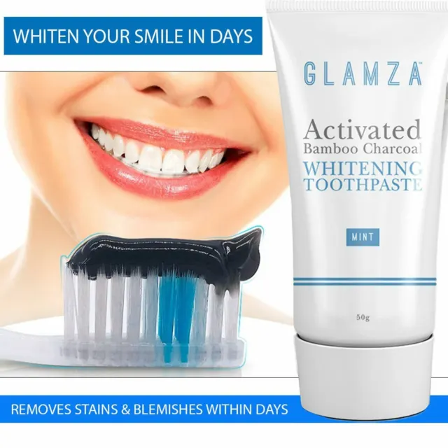 Glamza Activated Bamboo Charcoal Teeth Whitening Toothpaste Gel Mint Flavour