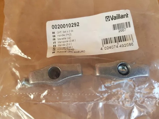 Vaillant 2 Pièces Manette de Commande Aluminium Robinet Remplissage 0020010292