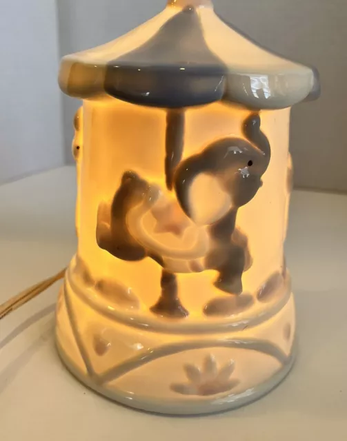 Vtg 1989 Enesco Ceramic Carousel Nightlight For Baby’s Room EXCELLENT CONDITION