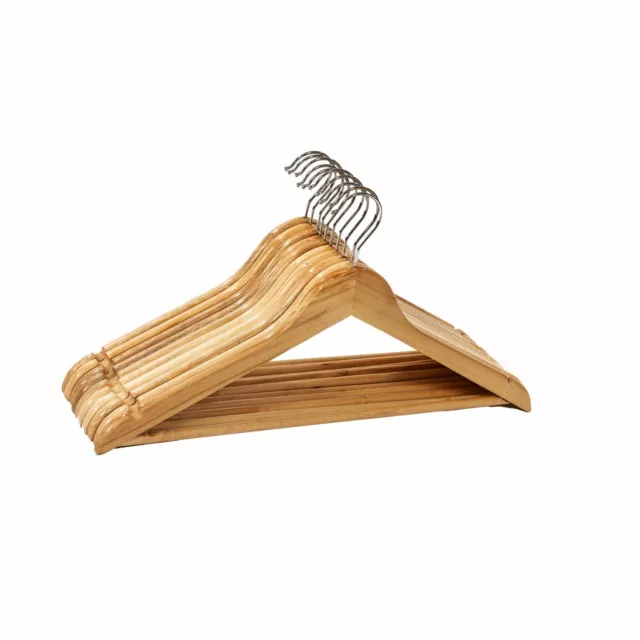 NEW! Pack of 10 Wooden Clothes Garment Coat Suit Hangers with Trouser Bar