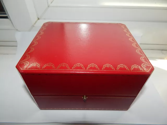 GENUINE CARTIER RED TOOLED LEATHER WRIST WATCH PRESENTATION BOX CO 1018 L 15 cm