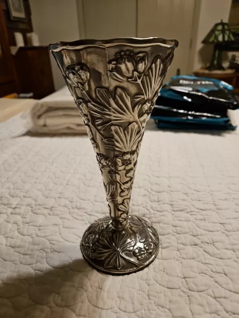 Beautiful Decorative Silverplated Embossed Vase 10"