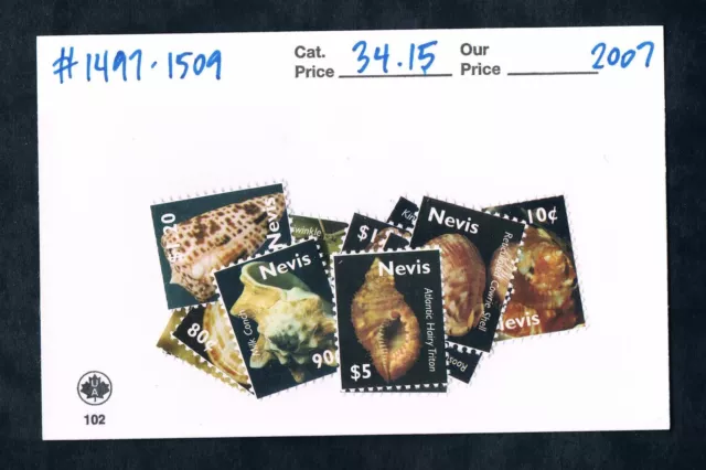 2/3 off $34.15 Scott Value - 2007 NEVIS Seashells definitives Shells MNH NH UMM