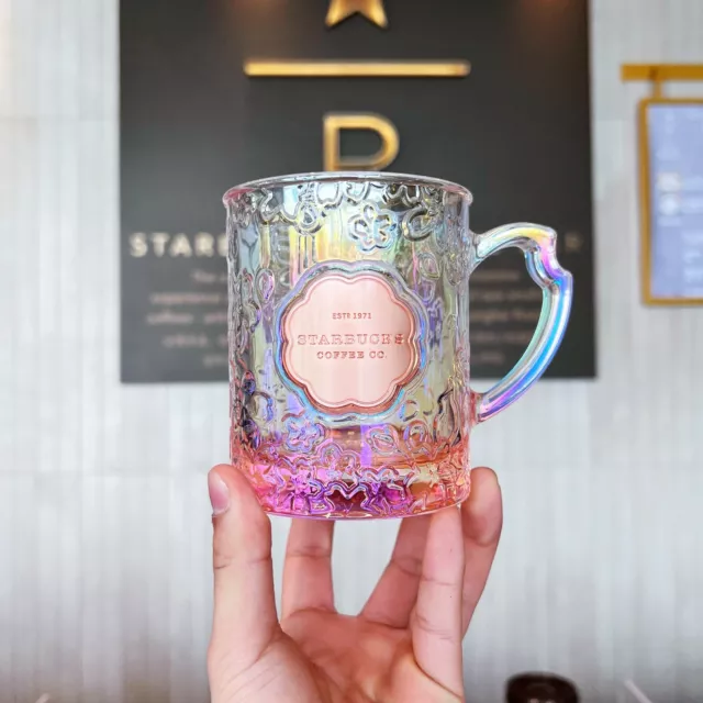 New China Starbucks 2022 Sakura Bloom Bronze Medal 12oz Glass Mug