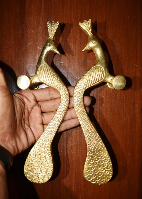 Peacock Shaped Pair Door Handle Handmade Brass Bird Design banquet Door Dec RV96