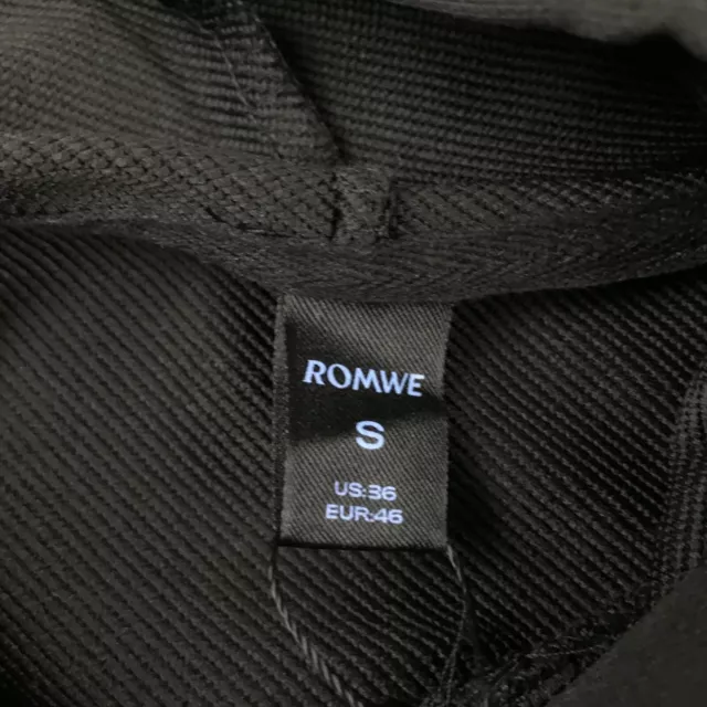 ROMWE HOODIE MENS Small Black Pockets Pullover Hooded Sweatshirt NWT ...