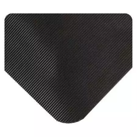 WEARWELL 431.78X2X19BK Ultrasoft Corrugated Mat, Black, 2 ft. W x 19 ft. L,