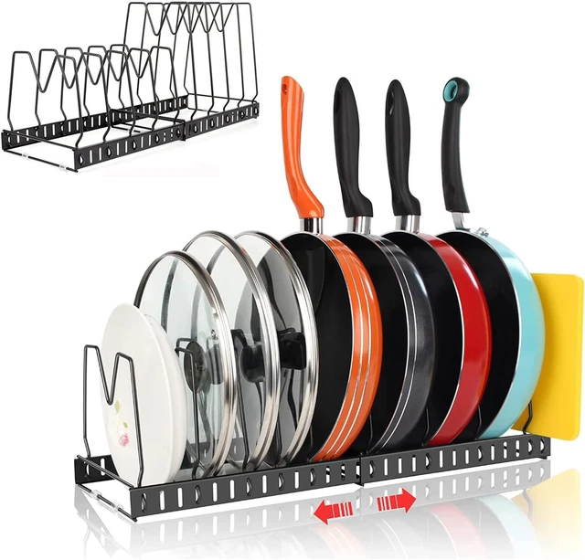 Porta Pentole, Porta Coperchi Pentole Con 10 Scomparti Regolabili,Organizer Cuci