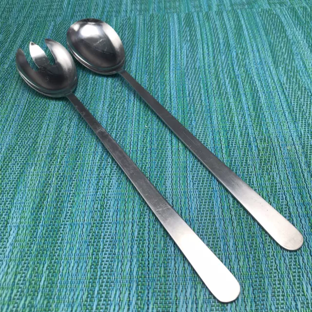 Nevco Stainless Steel Salad Serving Set Fork & Spoon Tongs 10.5" Plain Japan MCM