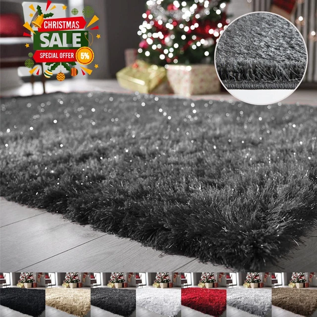 Anti Slip Fluffy Rug Large Shaggy Rugs Shimmer Living Room Carpet Bedroom Mat
