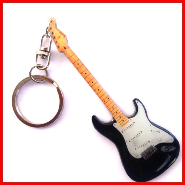 FENDER STRATOCASTER GUITARE PORTE CLE ! Black Noire Miniature Keychain Electric