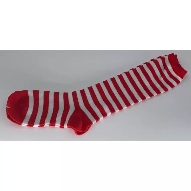 RED AND WHITE Striped Socks Knee High 1 Pair Knit Raggedy Ann Costume ...