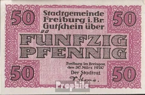 Banknoten Freiburg im Breisgau 1920 Notgeld: Notgeldschein der Stadt Freiburg im
