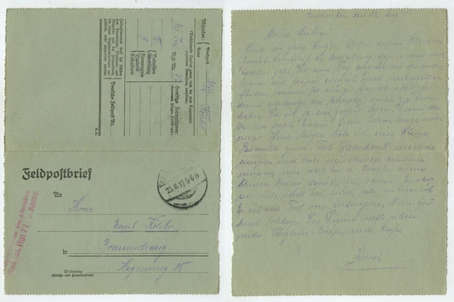 97607 - Feldpostbrief - 23.8.1917 nach Braunschweig