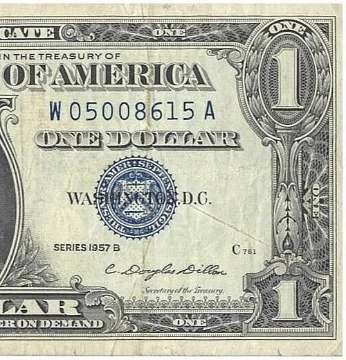 Series 1957B  ~ $1.00~ One Dollar Silver Certificate w/ Multiple Errors