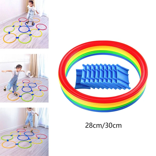 Jeu De Marelle 10 Anneaux – Semi-souple, 36 Cm – Antidérapant, Fermeture Solide – Motricité Et Coordination – 7 Ans Et +