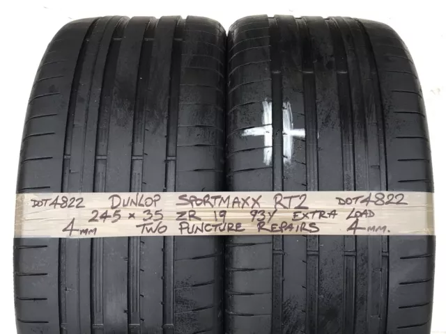 Used Dunlop SportMaxx RT2 Car Tyres 245 35 19 Audi Mercedes Alloy Wheels 2453519
