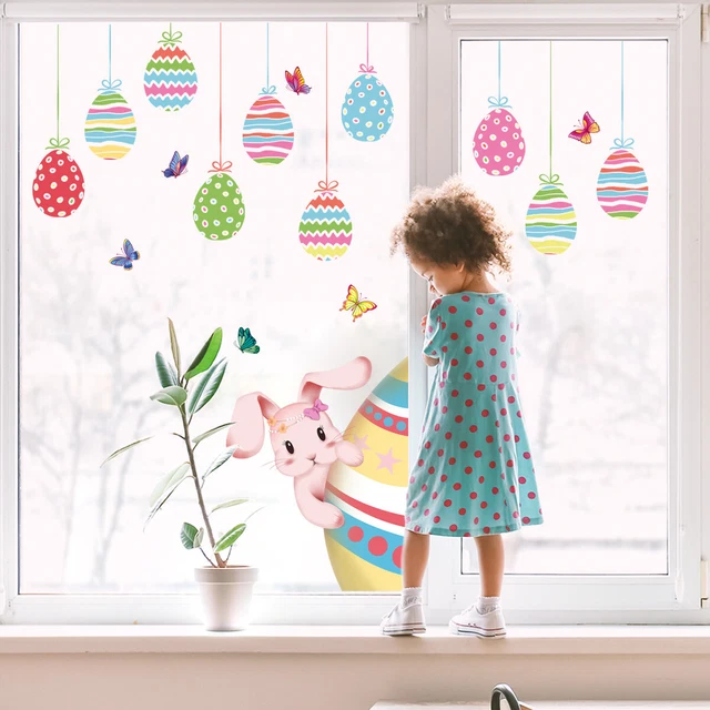 Easter Egg Bunny Window Glass Paste Colorful Paste Double-sided Wall Stickers
