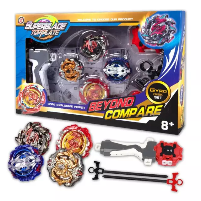 4 Stück Beyblade Burst Arena Metall Set Gyro Kampf Gyroskop Launcher Spinning DE