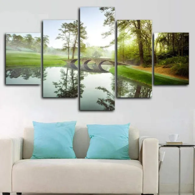 Augusta Master Golf Course 5 Piece canvas Wall Art Print Poster Home Decor