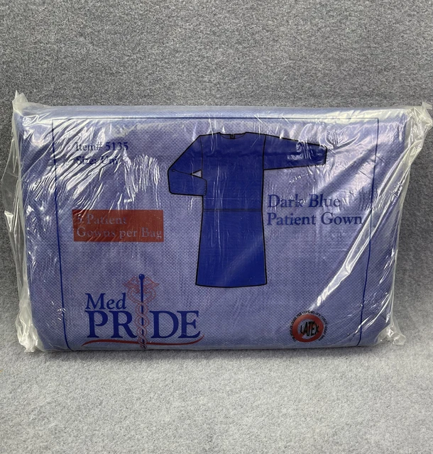 Medpride Latex Free Dark Blue Medical Patient Gowns 5 per order