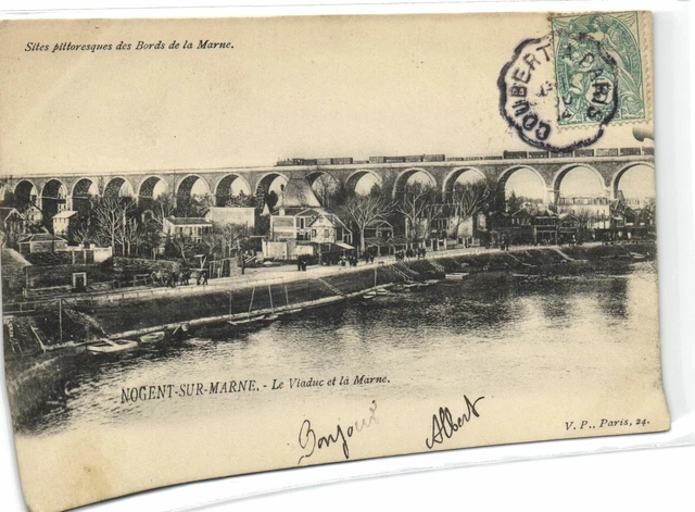 1 CPA 94 Val de Marne Nogent Sur Marne Le Viaduc et la Marne pcfravainc695