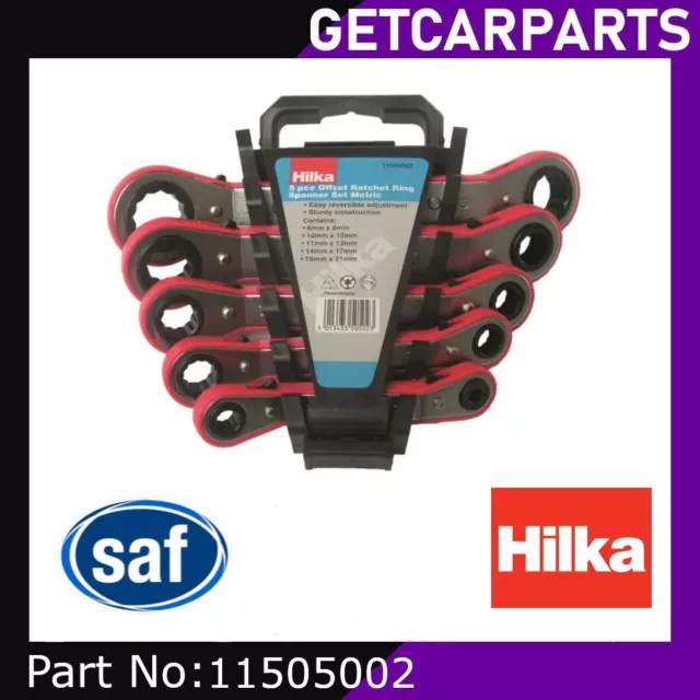 Hilka 5pc Offset Ratchet Ring Spanner Set - Heavy Duty Garage - Part 11505002