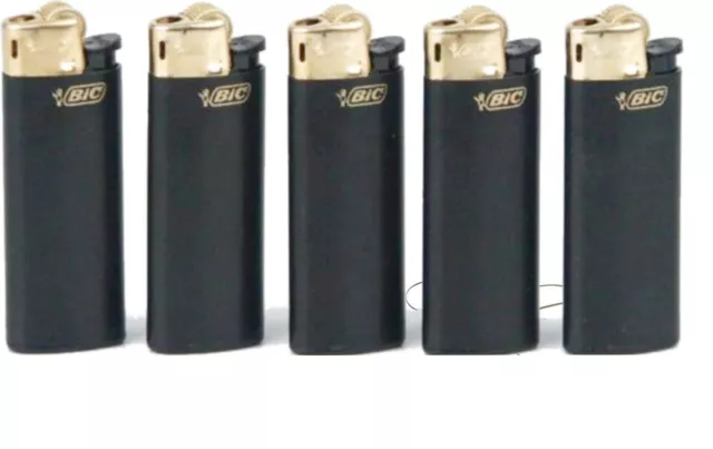 BIC MINI Feuerzeug schwarz gold 50 Reibrad SCHWARZ J 25 Display 413