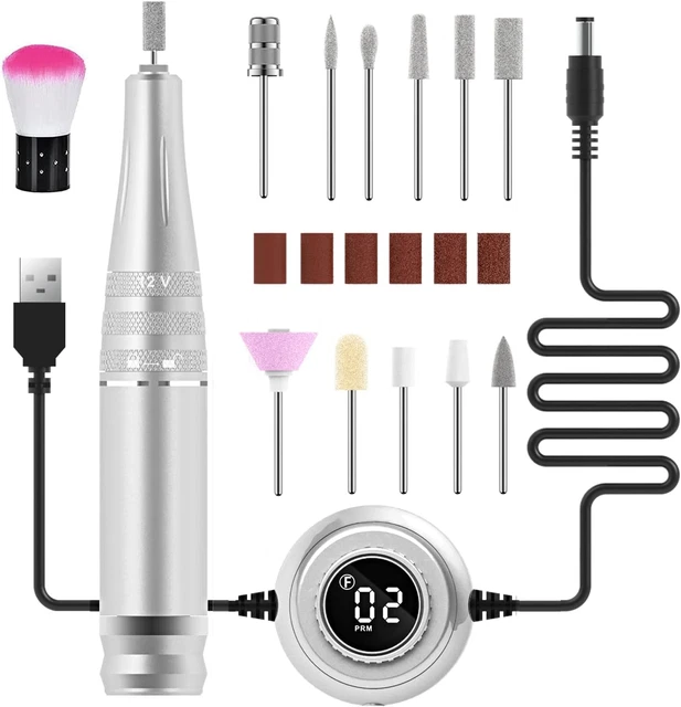 Fresa per Unghie, 35000 Giri/Min Velocità Regolabile,11 in 1 Portatile Kit Manic