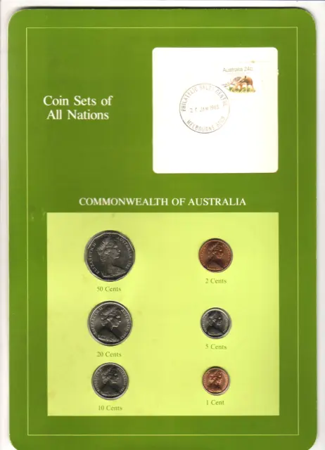 Coin Sets of All Nations - AUSTRALIA. 1982 6 Coin Set.  1 - 50 Cents..  UNC