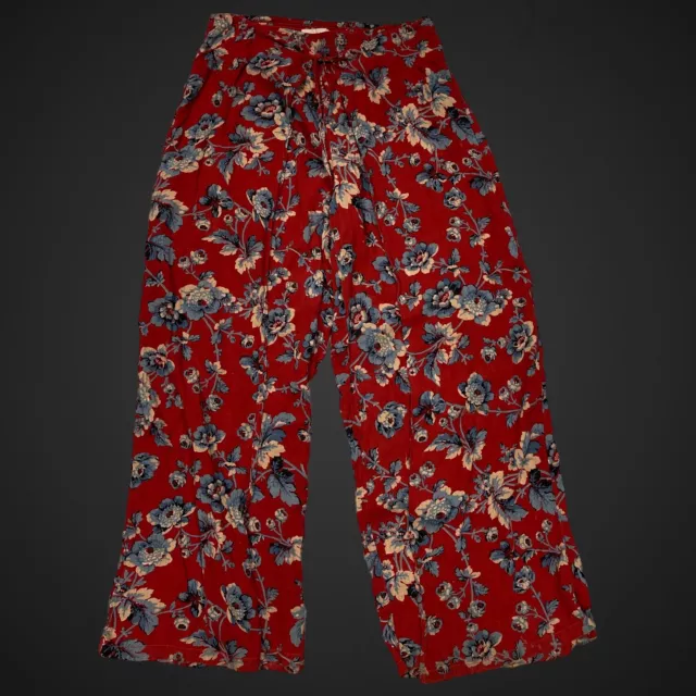 Denim & Supply Ralph Lauren Floral Pants Wide Leg Loose Fit Red Small