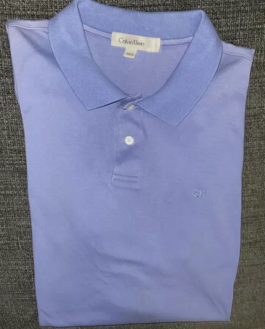 MENS CALVIN KLEIN Short Sleeve Blueish Purple Polo Shirt Large - EUC ...