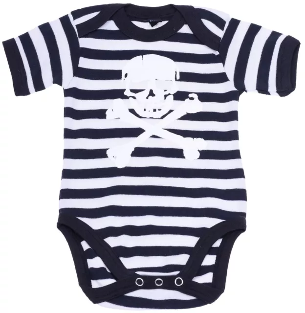 SKULL & BONES Stripes STREIFEN Kurzarm Baby Body - schwarz/weiß Rockabilly