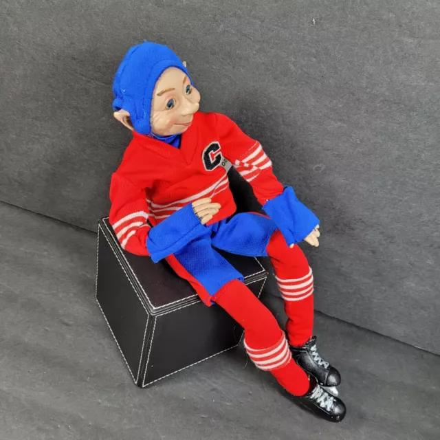 Floridus Posable Skating Elf Red and Blue Hockey Jersey Number 2  Letter C 18" 2