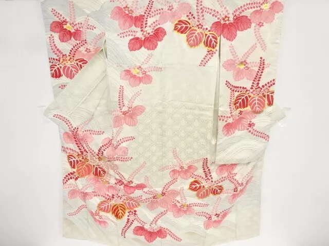 82911# Japanese Kimono / Antique Furisode / Embroidery / Paulownia