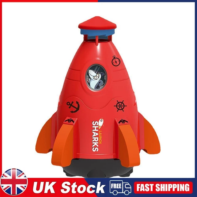 Space Rocket Sprinklers Rotating Water Powered Launcher Summer Fun Toys (Red)