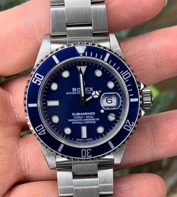 ROLEX SUBMARINER 16610 CUSTOM DEEP BLUE DIAL Stainless Steel Mens