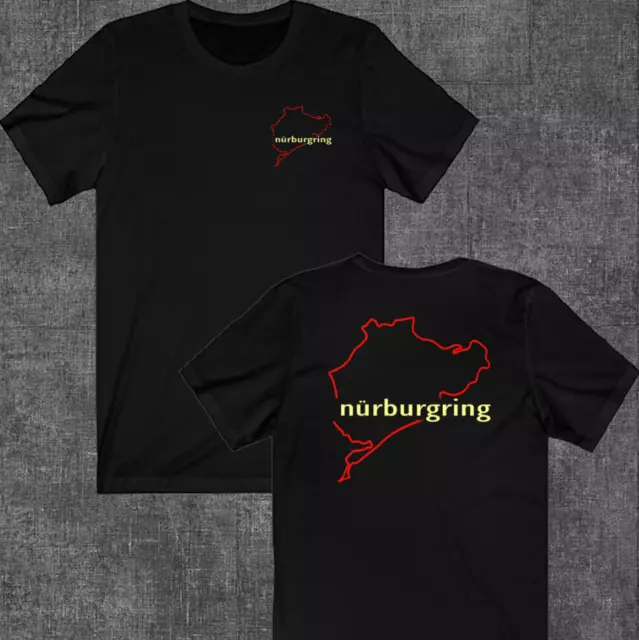 NURBURGRING German Race Logo Men's Black T-Shirt Size S to 5XL