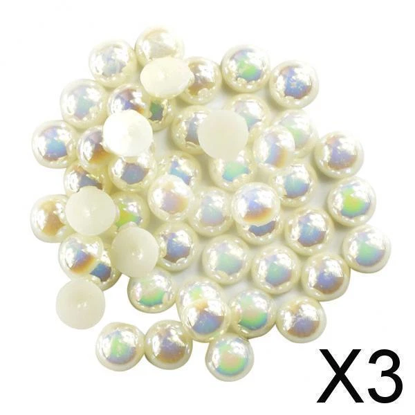 3X 100 Stück halbe  flache Rückseite 8mm  für DIY