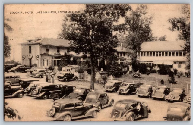 Rochester, Indiana - Colonial Hotel, Lake Manitou - Vintage Postcard - Posted