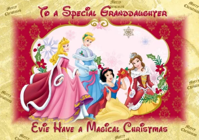 Personalised Christmas card Disney princess daughter granddaughter sister